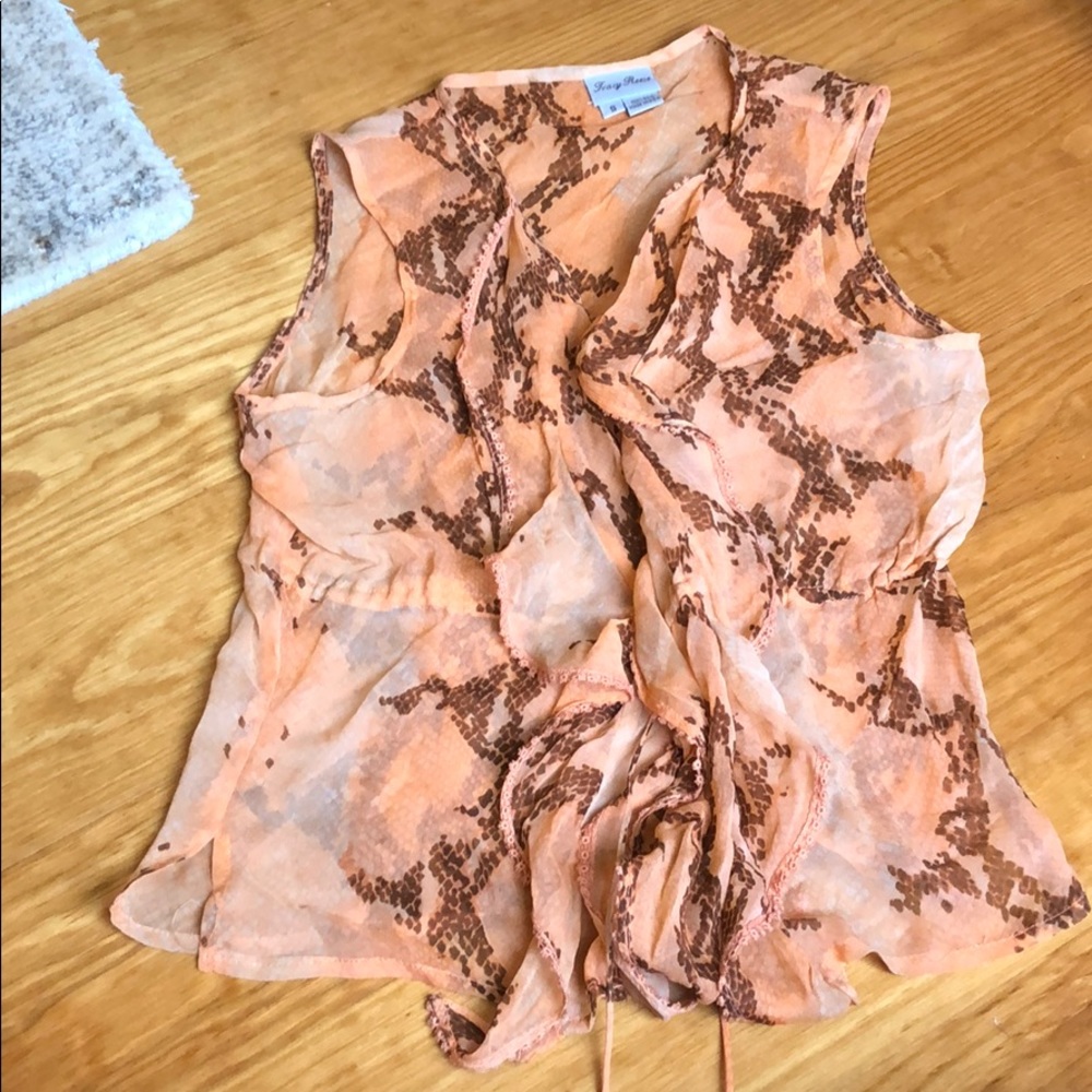 Tracy Reese Coral orange silk sleeveless top small
